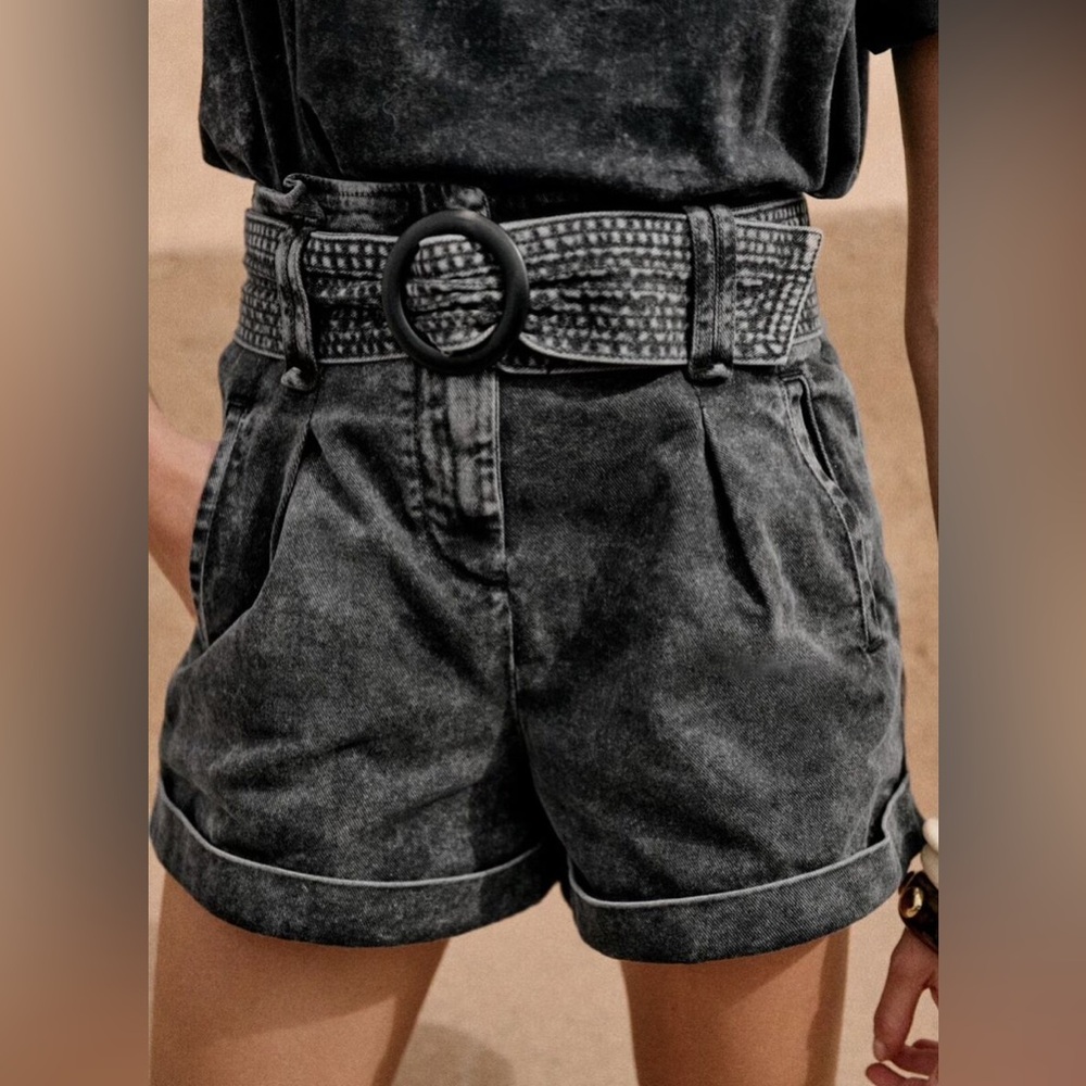 New Sezane Rome Shorts Noir Délavé - Size 36